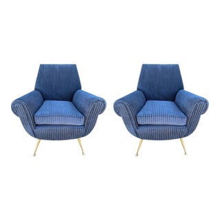 1950s Pair of Italian Modern Gio Ponti Inspired Lounge Chairs For Sale