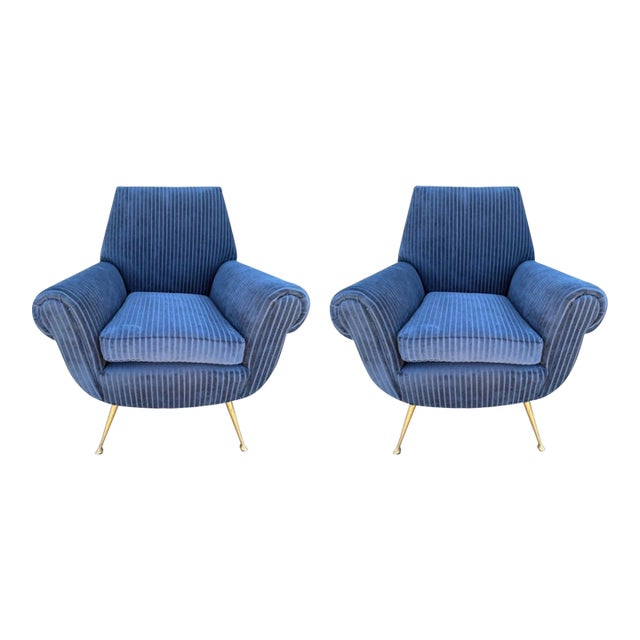 1950s Pair of Italian Modern Gio Ponti Inspired Lounge Chairs For Sale