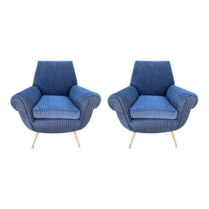 1950s Pair of Italian Modern Gio Ponti Inspired Lounge Chairs