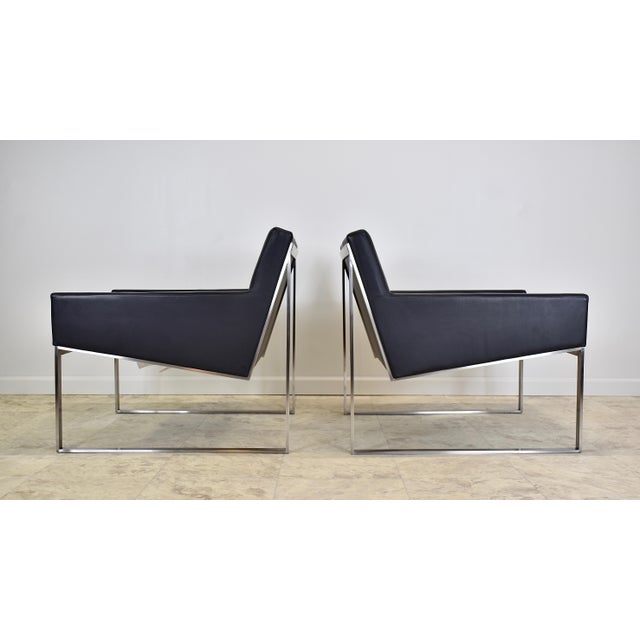 Metal Contemporary Fabien Baron for Bernhardt B3 Leather Lounge Chairs – A Pair For Sale - Image 7 of 13