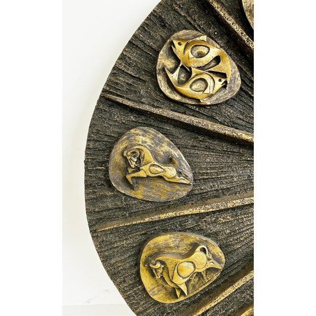 Mid-Century Modern 20th C. Mid-Century Modern Brutalist Fiberglass Zodiac Wall Sculpture, J. Segura For Sale - Image 3 of 10