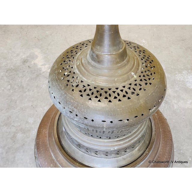 Antique Turkish Pierced Brass & Copper Brazier Coal or Wood Burner, C1930s For Sale In New York - Image 6 of 15