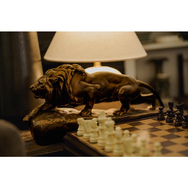 Bronze Rare Vintage Bronze-Clad "Lion À L'affût" (Stalking Lion) Statue in the Style of Isidore Jules Bonheur For Sale - Image 8 of 10