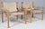 Set of Arne Norell safari chairs with attachabel table. Rarely seen option. Original upholstered cushions with patinated...