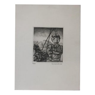 Erik Desmazieres, Les Deux Guerriers, 20th Century, Etching For Sale
