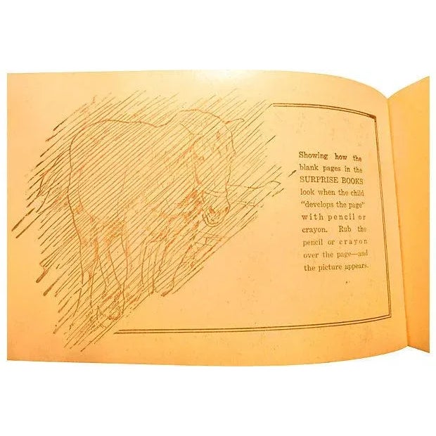 My Book of Surprise Animals. No date or publisher, circa 1890. Softcover. Antique children's activity book, rub the pages...