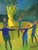 Yellow Mid-Century Modern 'Circle of Light' Vintage Original Figurative Landscape Oil Painting, Framed For Sale - Image 8 of 13