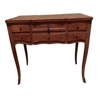 Vintage French Vanity With Inlaid Woods For Sale
