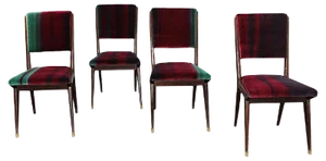 Mid-Century Velvet Dining Chairs, 1950s, Set of 4