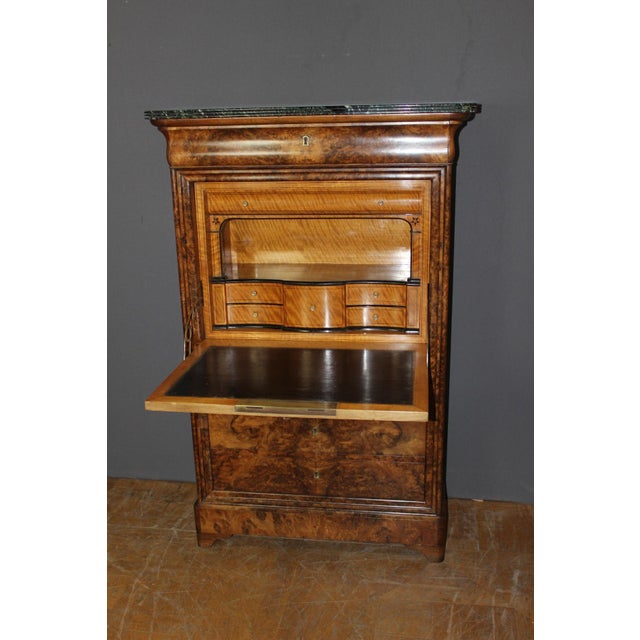 Louis Philippe Secretaire in Burr Walnut, 1800s For Sale - Image 12 of 18