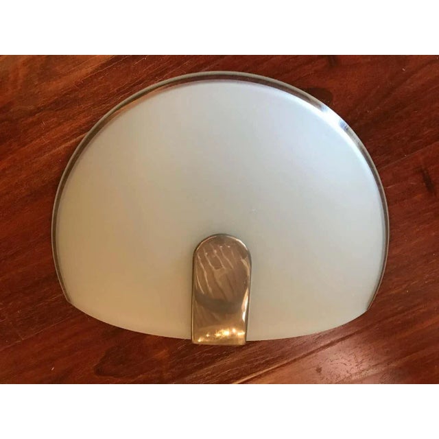 Metal Mid-Century Pair of Frosted Glass and Chrome Lightolier Sconces For Sale - Image 7 of 8