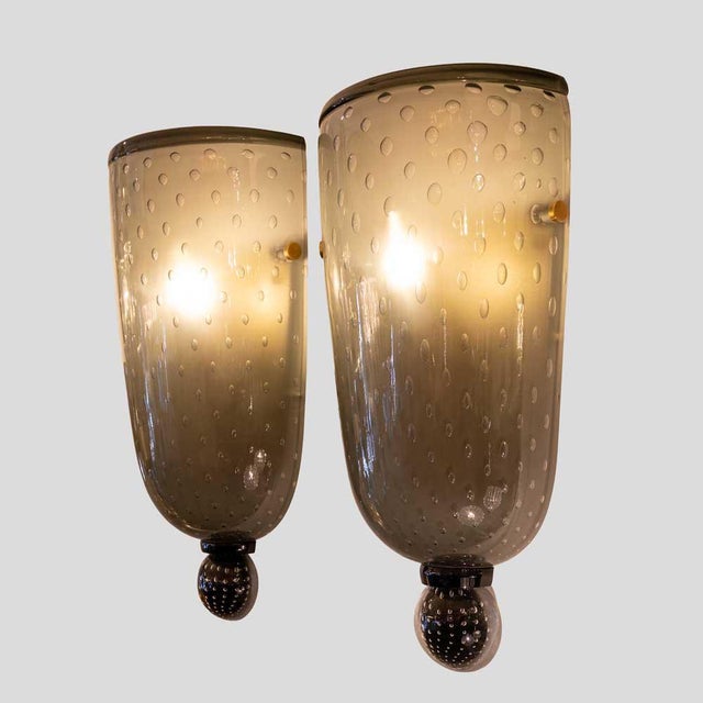 Smoke Grey Glass Wall Lights from Seguso, 1960s, Set of 2 For Sale - Image 9 of 12