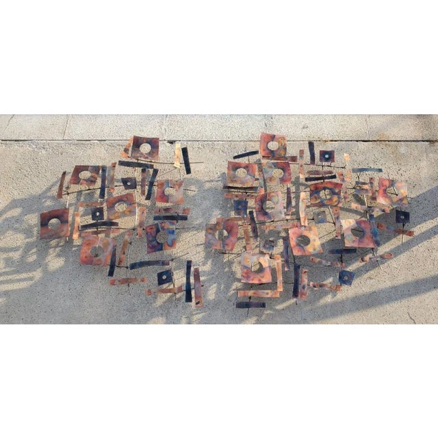 Metal Curtis Jere 2-Piece Wall Sculpture of Mixed Metals, Signed C Jere 2006 For Sale - Image 7 of 12