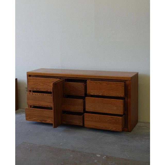 Mid-Century Modern Vintage Solid Oak Dresser - Mid Century Style Wooden Lowboy 1980s For Sale - Image 3 of 10
