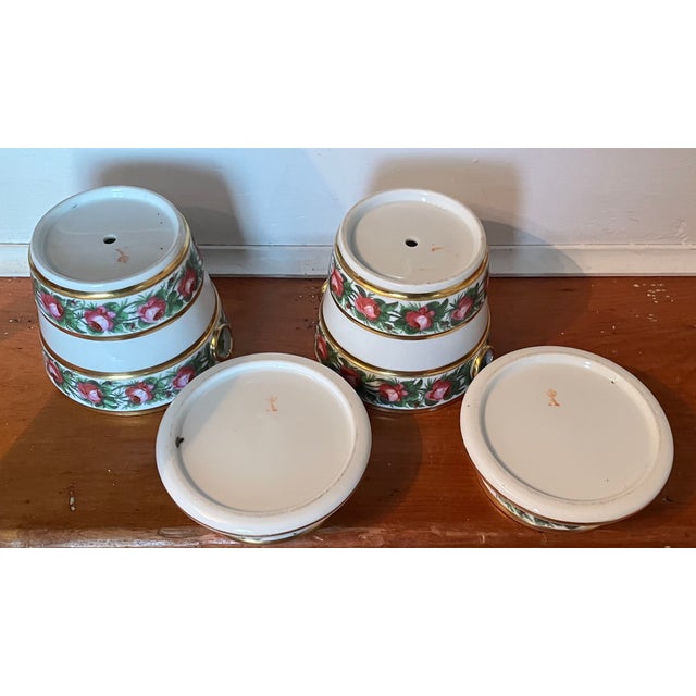 Antique 18th Century French Louis XVI Queen's Factory Paris Porcelain Cachepots or Orchid Flower Pots - A Pair For Sale - Image 14 of 15