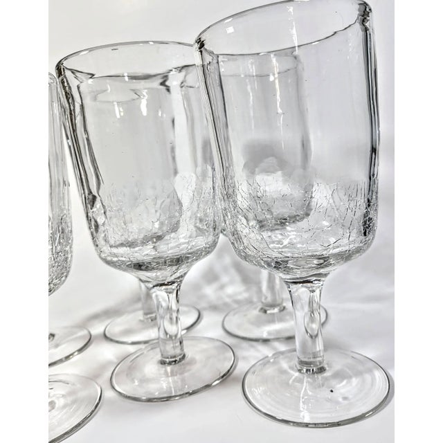 Early 21st Century Vintage Handblown Lightning Glass Goblets- Set of 6 For Sale - Image 5 of 9