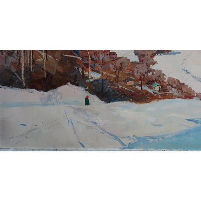 Winter Landscape Oil Painting, Impressionism, 1977 For Sale - Image 4 of 6