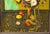 Yellow Midcentury Floral Still Life Mixed Media on Board Vase of Zinnias Framed Signed Janss For Sale - Image 8 of 11