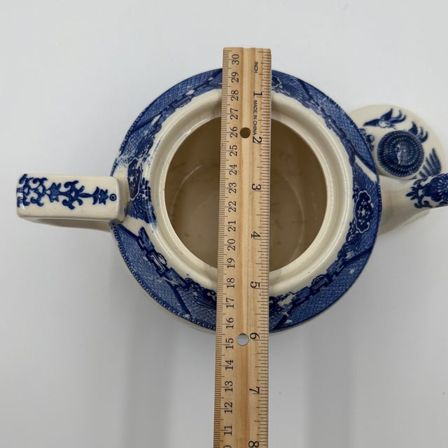 Vintage Japanese Blue & White Willow Transferware Teapot For Sale - Image 11 of 12