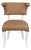 Matthew Izzo Home Eloise Camel Faux Leather and Matte White Lacquer Rounded Back Dining Chair For Sale