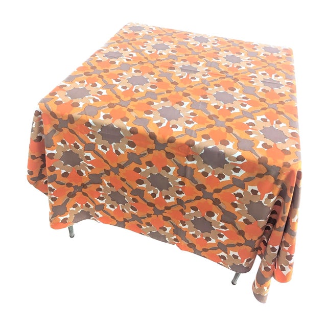 Textile 1970s Vera Neumann "Gray Optic Flower" Cotton Tablecloth For Sale - Image 7 of 12