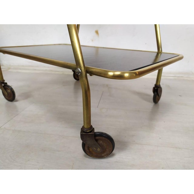 Vintage Brass Bar Trolley, 1950s For Sale - Image 13 of 15
