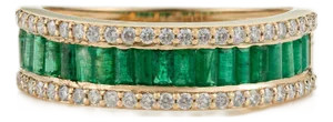 1ct Emerald & Diamond Eternity Band Art Deco Ring in 14k Gold Size 5.5