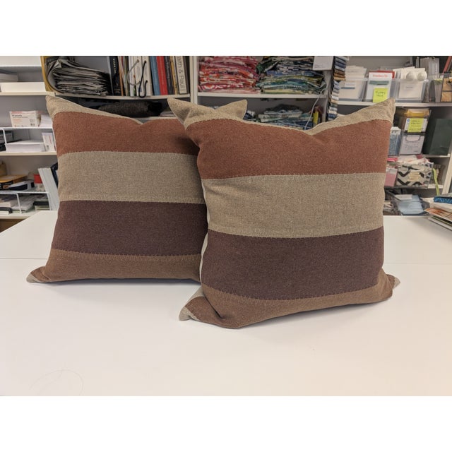 Transitional Ryan Studio Brown Striped Pillows For Sale - Image 3 of 7