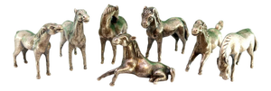 Silver Horses with Reliefs, Set of 7
