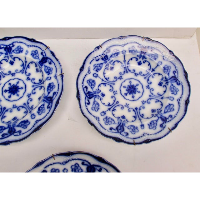 Late 19th Century Art Nouveau New Wharf Pottery Flow Blue Transfer Conway -A Set of 6 For Sale - Image 5 of 6