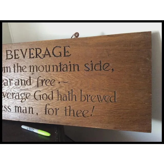 Primitive, Folk Art Hand Carved Wood Sign, God's Beverage, Poetry For Sale - Image 6 of 9