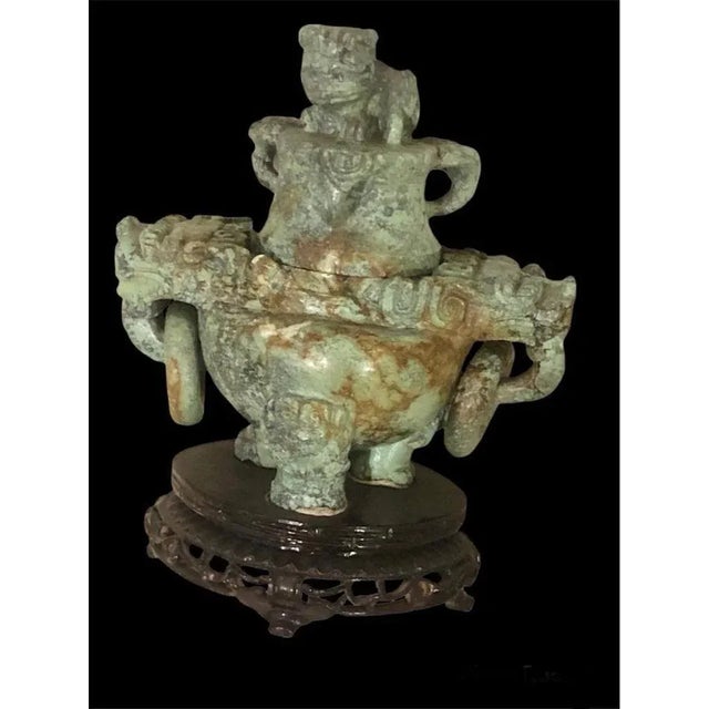 Small Vintage Columbian Mayan Art Style Censer in Turquoise, 1960 For Sale - Image 9 of 10