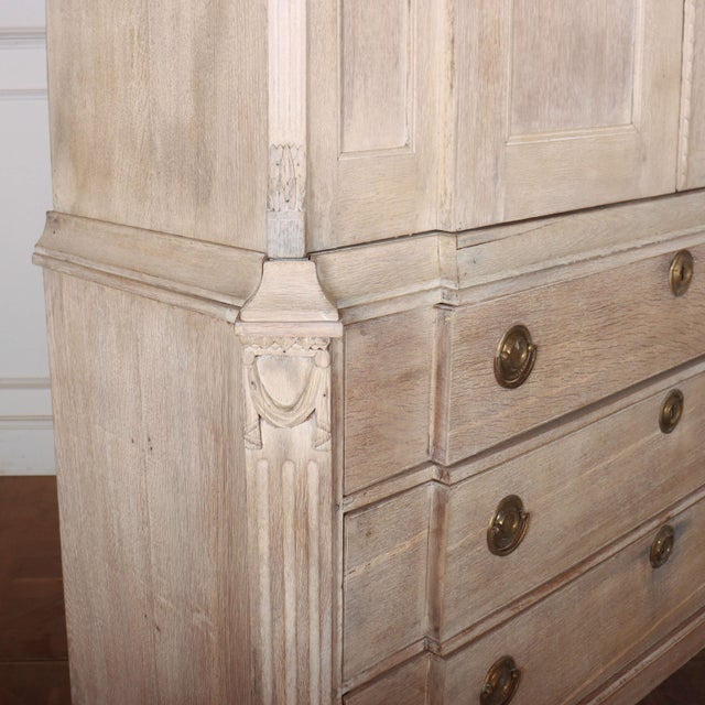Dutch Linen Cabinet in Bleached Oak For Sale - Image 10 of 12