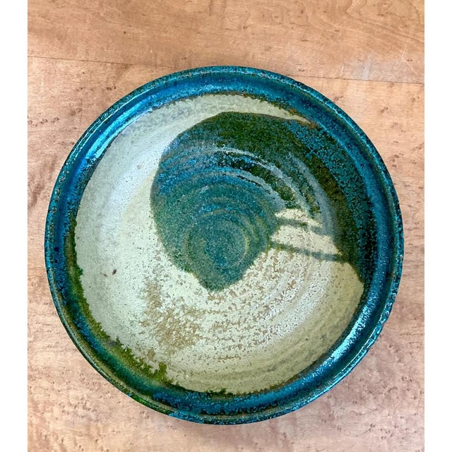 Mid-Century Modern Vintage Abstract Glazed Pottery Bowl For Sale - Image 3 of 12