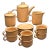 Vintage Nerina Louveira Brazil Terracotta Ceramic Demitasse Set With Coffee Pot, Covered Sugar, Creamer, 6 Cups/Saucers- 17 Pieces For Sale