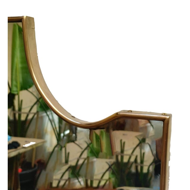 Gio Ponti Vintage Italian Brass Shield Wall Mirror by Gio Ponti, 1950s For Sale - Image 4 of 7