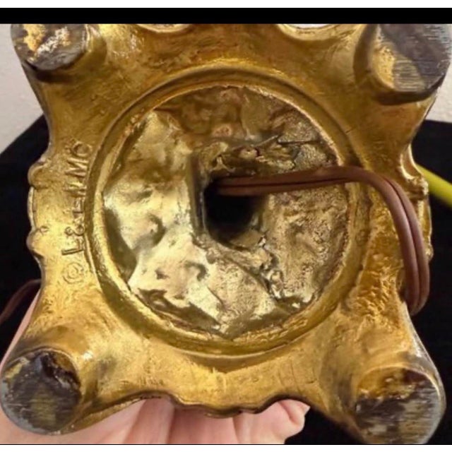 Hollywood Regency Vintage Hollywood Regency Brass Cherub Lamp W/ Slag Glass Shade – 1970s Loevsky & Lovesky For Sale - Image 3 of 4