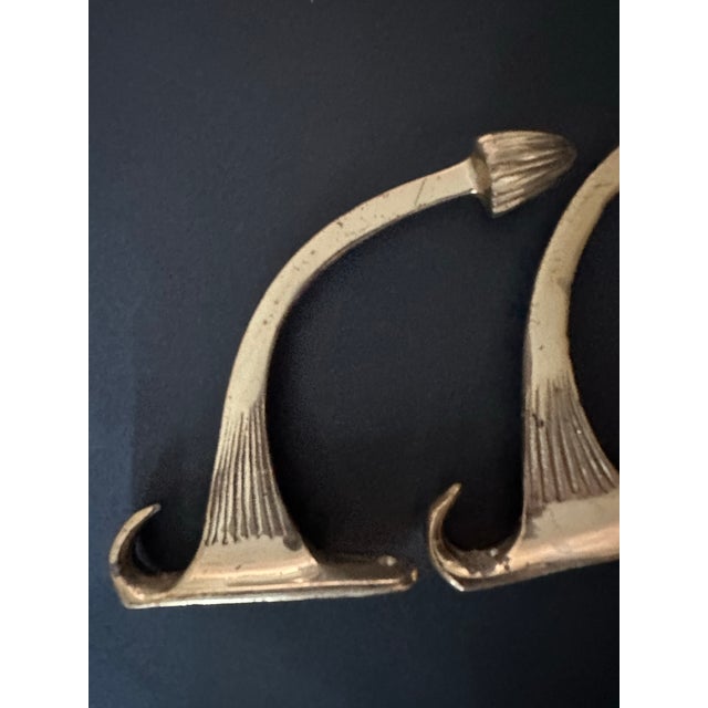 Brass Vintage Late 20th Century Art Deco Brass Hooks For Sale - Image 8 of 12