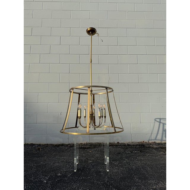 Visual Comfort Thomas O’Brien for Visual Comfort Open-Frame Antique Brass 8-Light Chandelier For Sale - Image 4 of 11