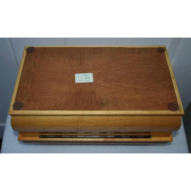 1990s Korean Maple Traditional Jewelry Box with Fitted Interior and Inlaid Rosewood For Sale - Image 12 of 13