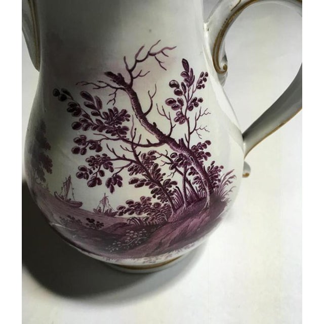 Italian Richard Ginori mid-18th century porcelain coffee or chocolate pot with landscapes. This very elegant Richard...