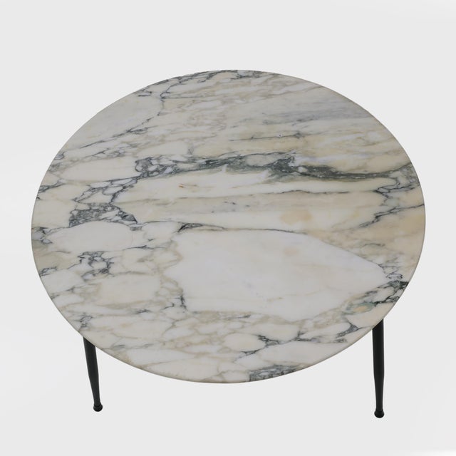 Mid-Century Modern Italian Marble and Metal Round Coffee Table, 1960s For Sale - Image 6 of 7