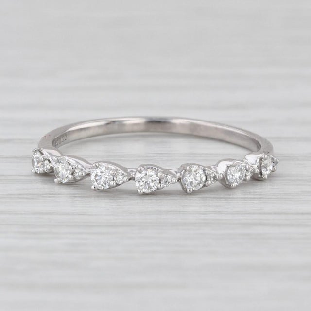 Metal 0.23ctw Diamond Wedding Band 14k White Gold Size 7.25 Stackable Anniversary Ring, Size 7.25 For Sale - Image 7 of 8