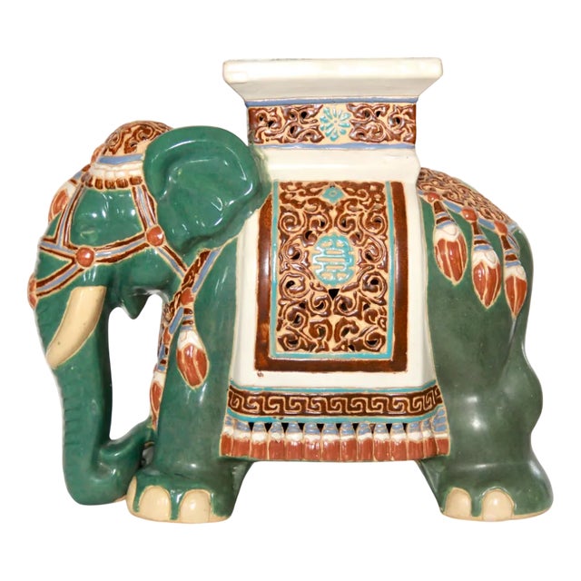 Vintage Ceramic Handmade Elephant Plant Stand, 1970s For Sale