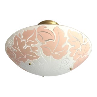 1940s Pink Oak Leaf Ceiling Light For Sale