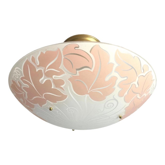 1940s Pink Oak Leaf Ceiling Light For Sale