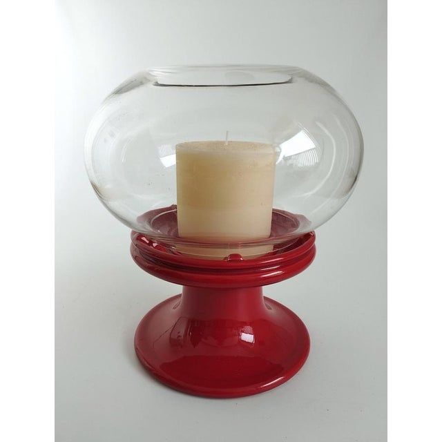Mid-Century Modern Large Space Age Candleholder or Lantern in Glass and Ceramic, 1970s For Sale - Image 3 of 14