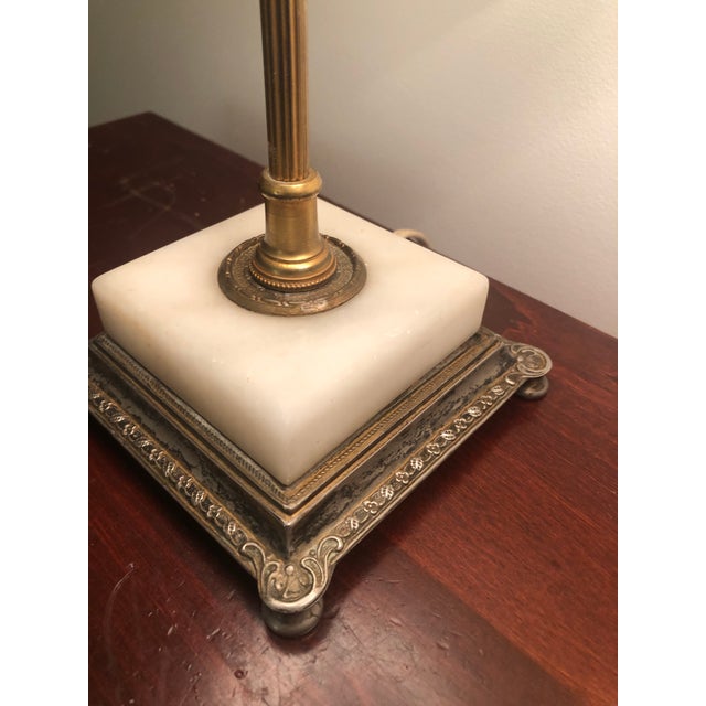 1940s 22k Gold Plated Table Lamps With Marble Base - A Pair For Sale - Image 9 of 12