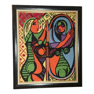 Vintage 1980s Handmade Pablo Picasso-Style "Girl Before a Mirror" For Sale