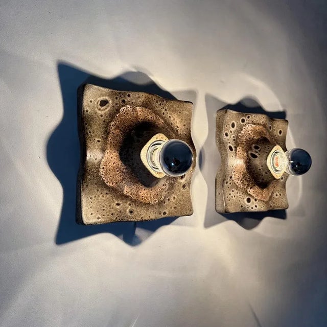 1970s Mid-Century Wavy Ceramic Wall Lamps, 1970s, Set of 2 For Sale - Image 5 of 18